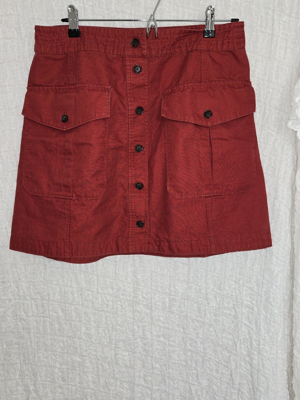 Banana Republic Button-Front Mini Skirt in Deep Red